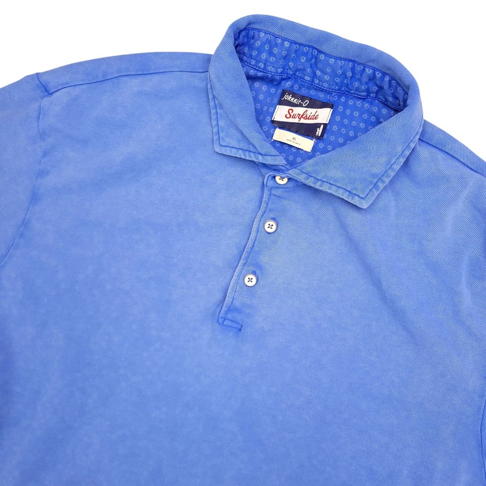 Johnnie-O Surfside Polo‎ Shirt Mens XL Blue Washed Cotton Stretch Casual Soft
